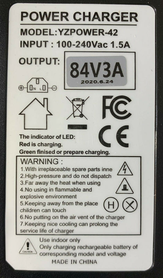 Li-ion lithium Battery Charger Electric Bicycle e-bike 20S 72V 84V 3A Vruzend UK