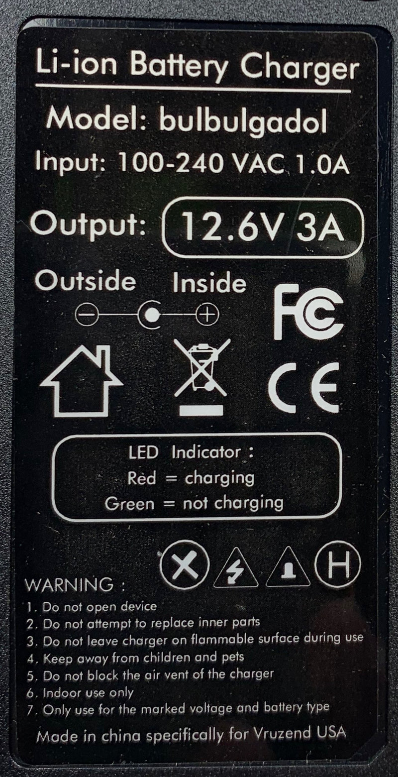 11.1V (12.6V) 3s Lithium-ion Battery Charger (3 Amps) UK plug