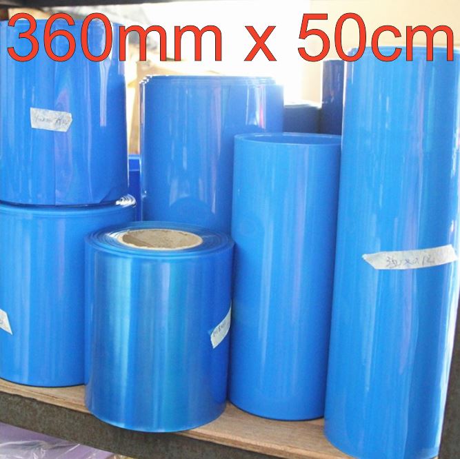 360mm x 50cm Heat Shrink Tube Tubing Wrap Sleeve Blue 18650 Battery