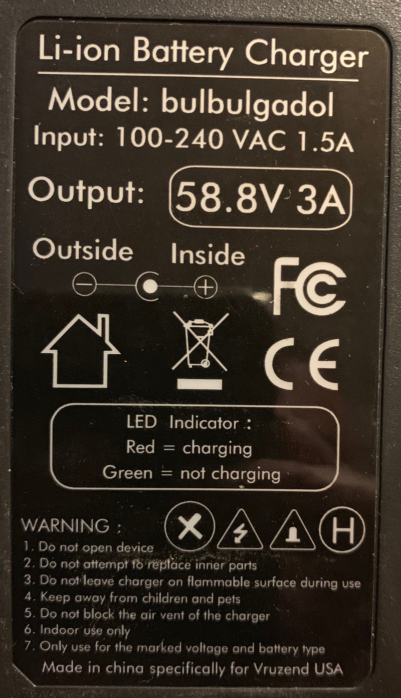 52V (58.8V) 14S Lithium-ion battery charger (3 Amps) UK plug