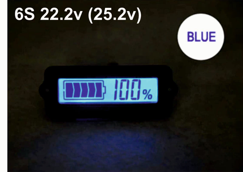 6S 22.2V Blue Lithium-ion Li-ion LiPo Battery Capacity Indicator LCD Display Remaining Detector Meter
