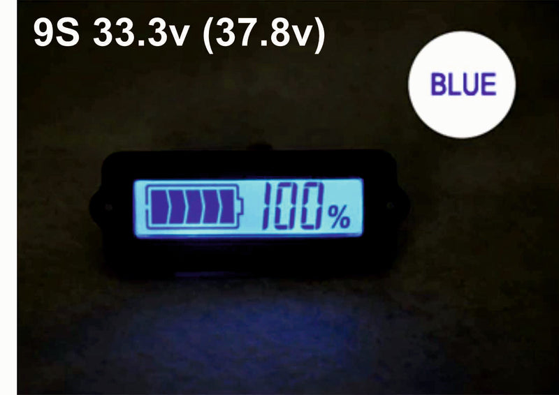 9S 33.3V Blue Lithium-ion Li-ion LiPo Battery Capacity Indicator LCD Display Remaining Detector Meter