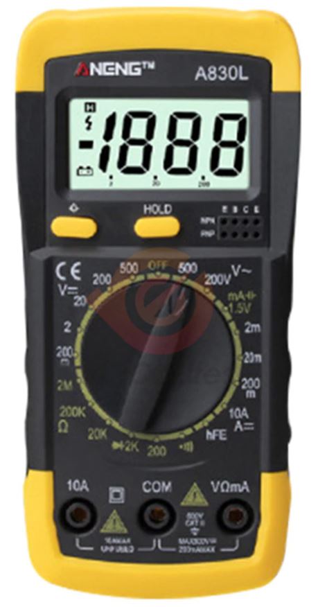 Handheld LCD Digital Multimeter AC/DC Voltage Amp Current Resistance Tester Blue LCD Backlight Current Meter Yellow+Grey Model Transistor Tester