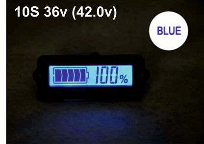 10S 36V Blue Lithium-ion Li-ion LiPo Battery Capacity Indicator LCD Display Remaining Detector Meter
