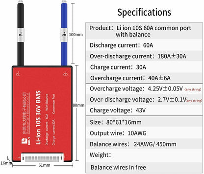Li-ion BMS PCB 10S 36V 60A Daly Balanced Waterproof Battery Management System UK