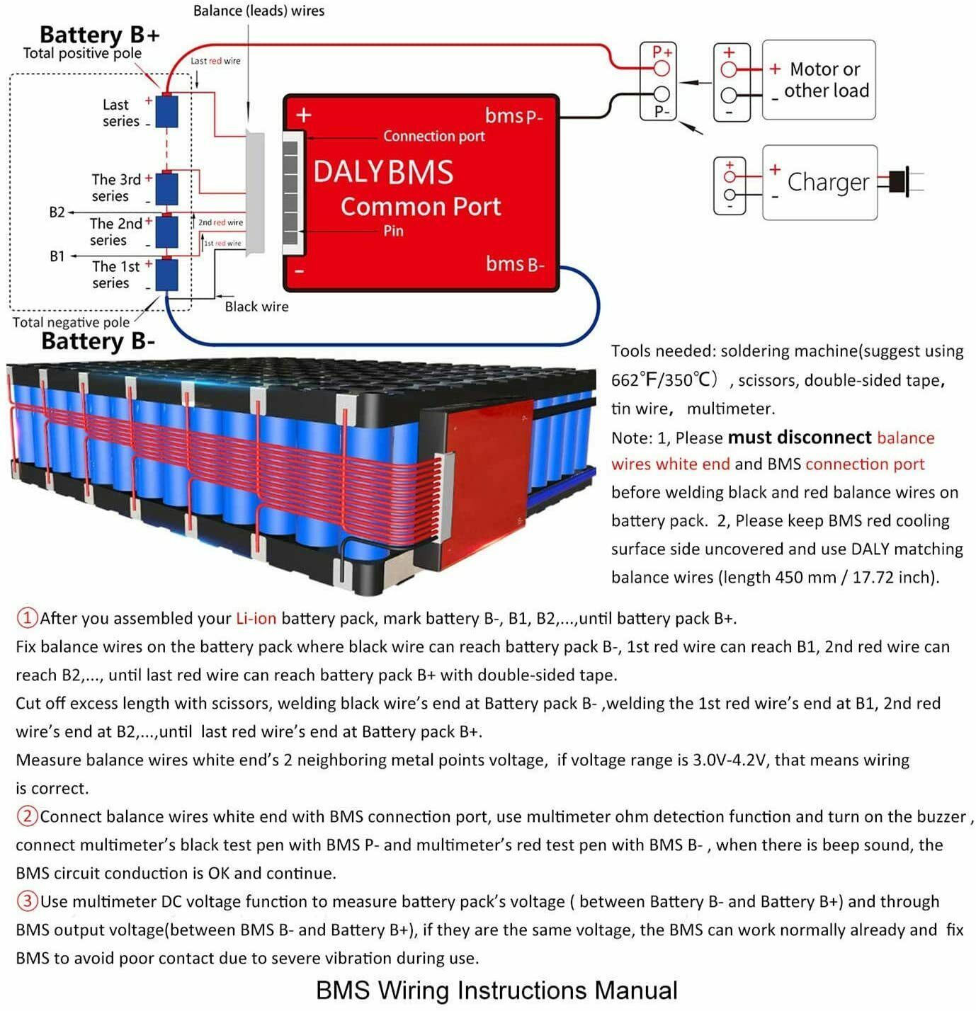 Li-ion BMS PCB 13S 48V 40A Daly Balanced Waterproof Battery Management System UK