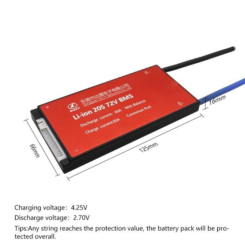 Li-ion BMS PCB 20S 72V 60A Daly Balanced Waterproof Battery Management System UK