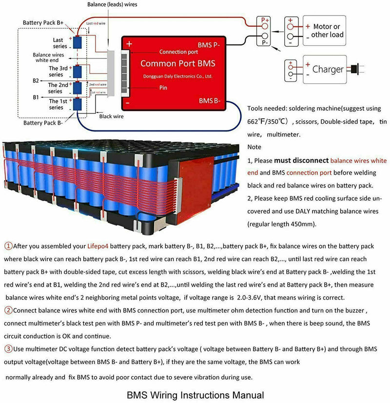 Li-ion BMS PCB 6S 24V 100A Daly Balance Waterproof Battery Management System UK