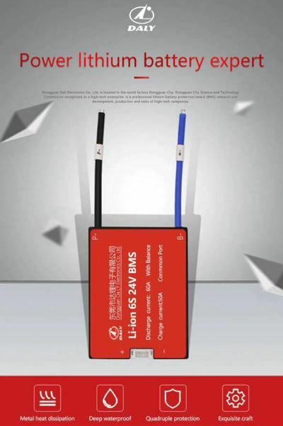 Li-ion BMS PCB 6S 24V 40A Daly Waterproof Balanced Battery Management System UK