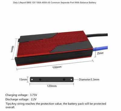 LiFePO4 BMS PCB 4S 12V 100A Daly Balance Waterproof Battery Management System