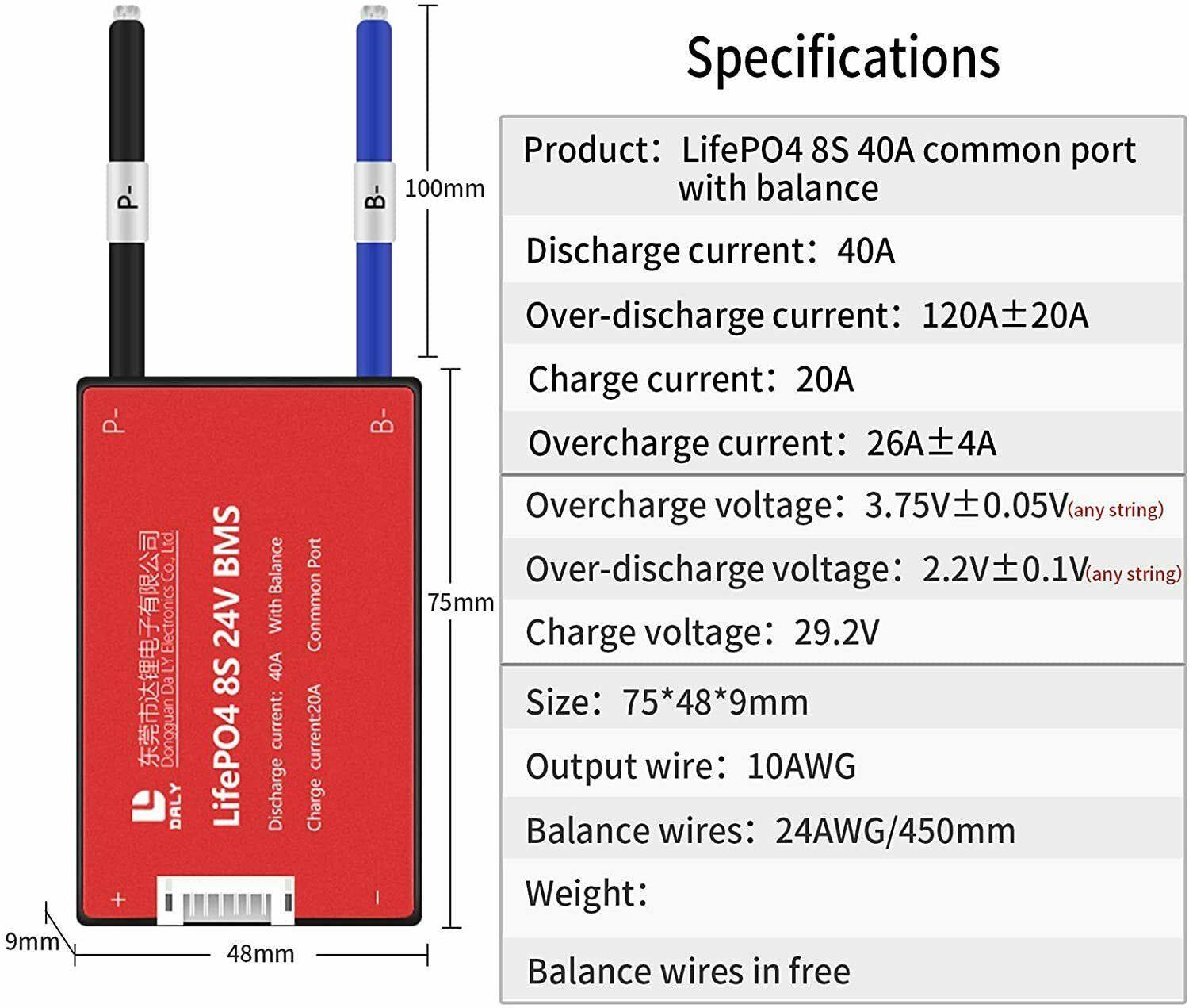 LiFePO4 BMS PCB 8S 24V 40A Daly Balanced Waterproof Battery Management System UK