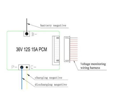 12S 36V 15A LiFePO4 battery BMS balance function E-bike Ebike