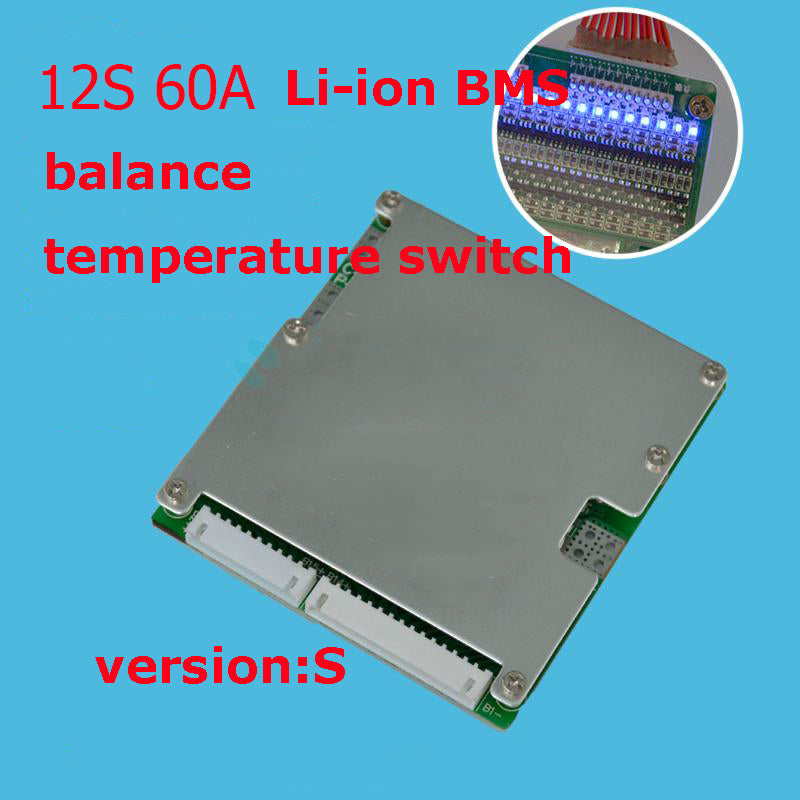 12S 60A version S lipo lithium Polymer BMS/PCM/PCB battery protection board for 12 Packs 18650 Li-ion Battery Cell w/ Balance