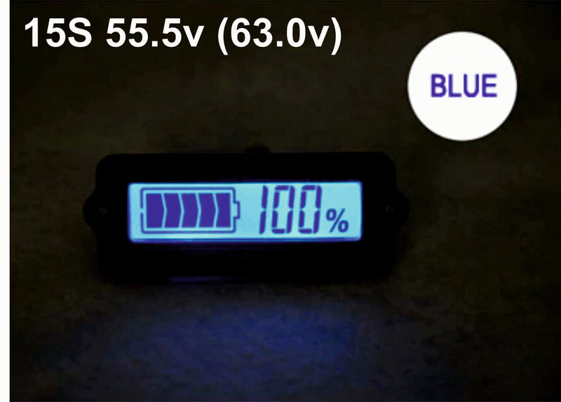 15S 55.5V Blue Lithium-ion Li-ion LiPo Battery Capacity Indicator LCD Display Remaining Detector Meter