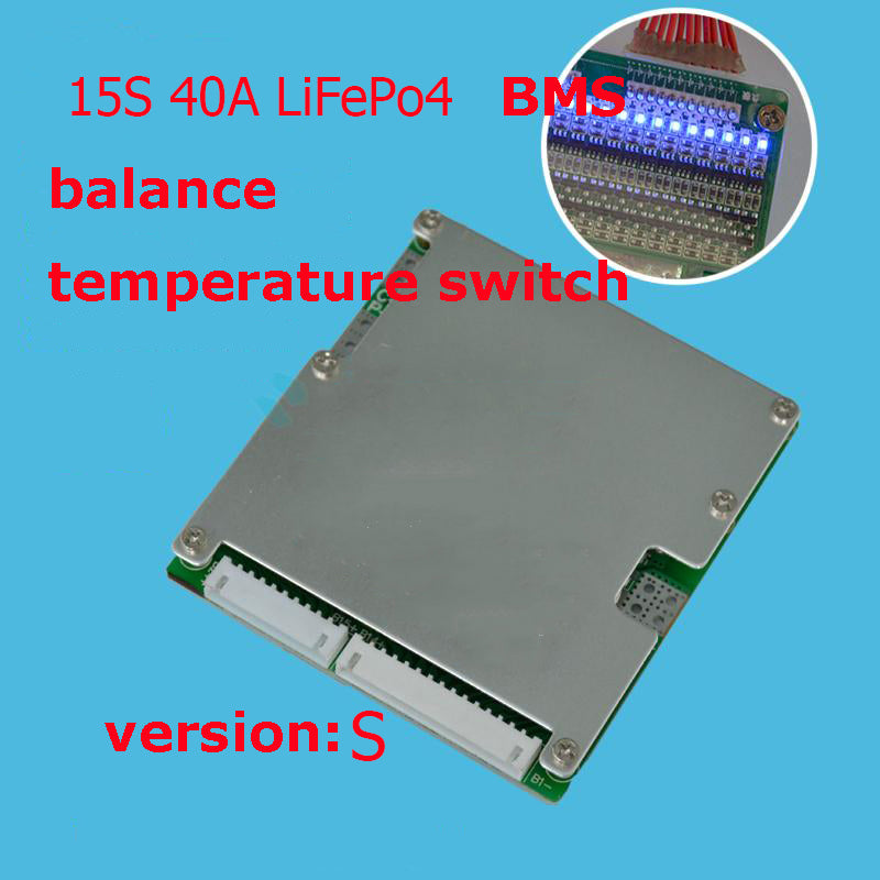 15S 40A version S LiFePO4 BMS/PCM/PCB battery protection board for 15 Packs 18650 Battery Cell w/ Balance w/Temp