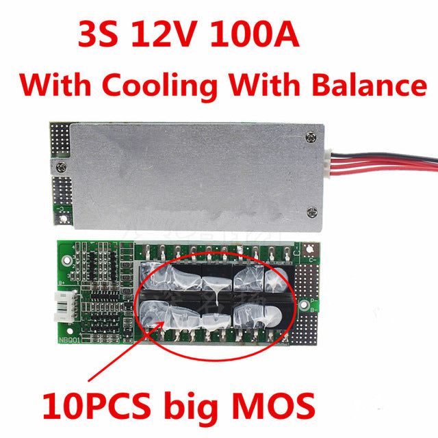 3S 100A 12V Li-ion Lithium BMS Inverter Battery Protection Board