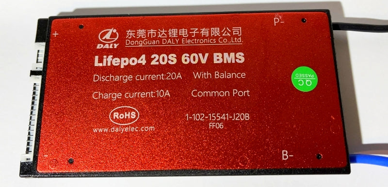 LiFePO4 BMS PCB 20S 60V 20A Daly Balanced Waterproof Battery Management System.