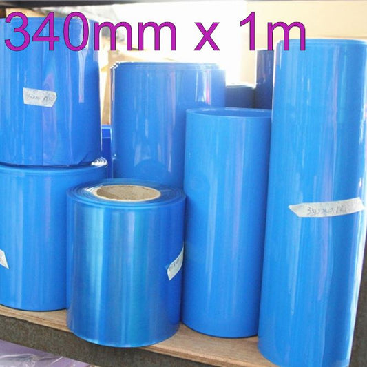 340mm x 1metre Heat Shrink Tube Tubing Wrap Sleeve Blue 18650 Battery