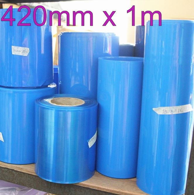 420mm x 1metre Heat Shrink Tube Tubing Wrap Sleeve Blue 18650 Battery