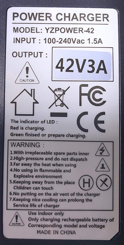 36V (42.0V) 10S Lithium-ion battery charger (3 Amps) UK plug