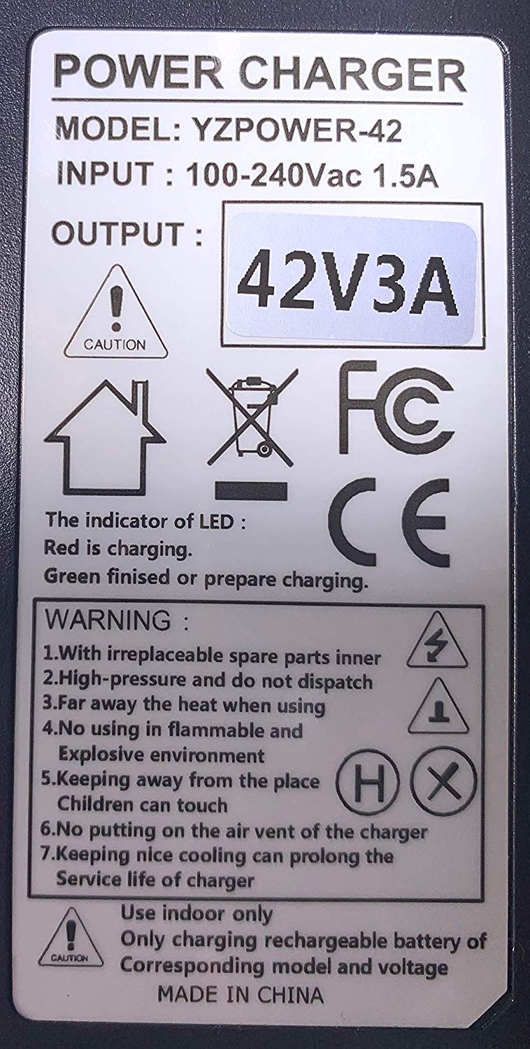 36V (42.0V) 10S Lithium-ion battery charger (3 Amps) UK plug