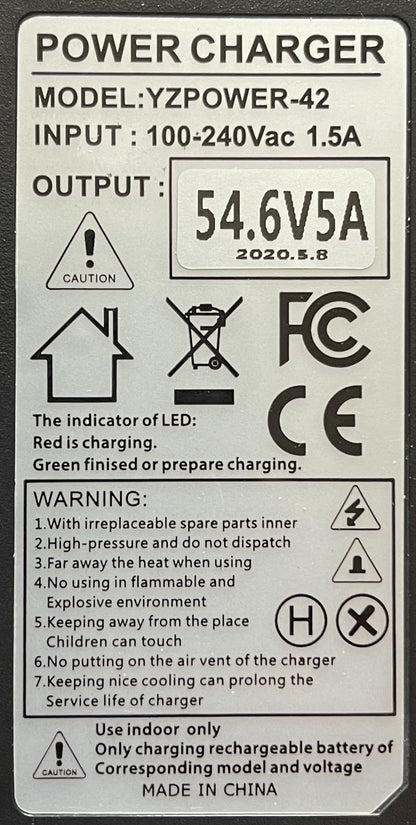 48V (54.6V) 13S Lithium-ion battery charger (5 Amps) UK plug