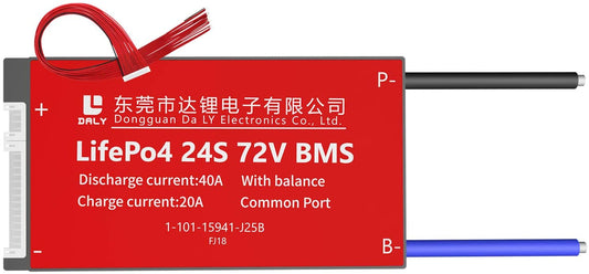 LiFePO4 BMS PCB 24S 72V 40A Daly Balanced Waterproof Battery Management System.