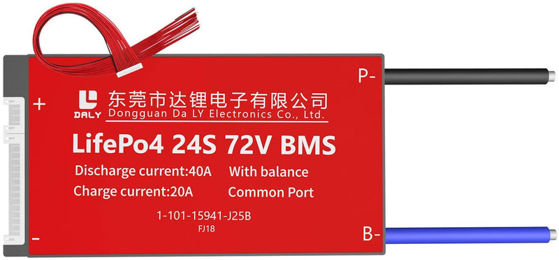 LiFePO4 BMS PCB 24S 72V 40A Daly Balanced Waterproof Battery Management System.
