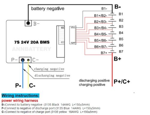 7S 24V 20A BMS Li-ion ANN Battery Ebike E-bike Balancing