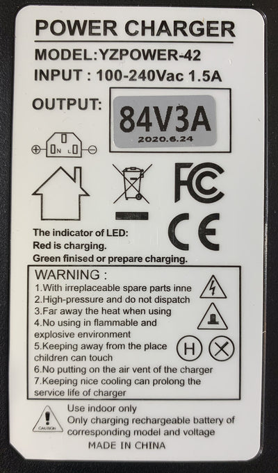 52V (58.8V) 14S Lithium-ion battery charger (3 Amps) EU plug