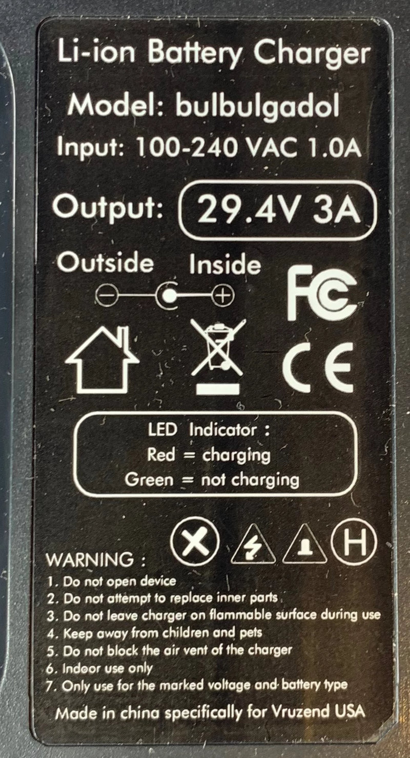 24V (29.4V) 7S Lithium-ion battery charger (3 Amps) UK plug