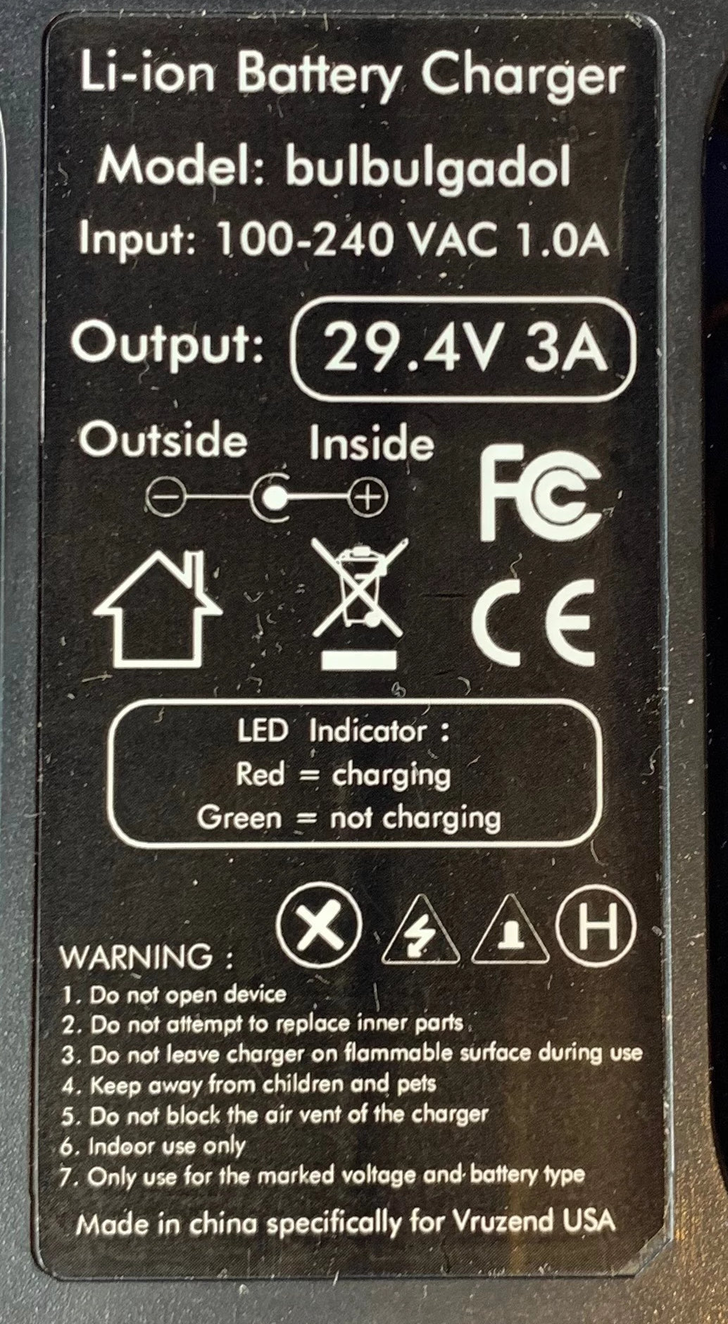24V (29.4V) 7S Lithium-ion battery charger (3 Amps) EU plug