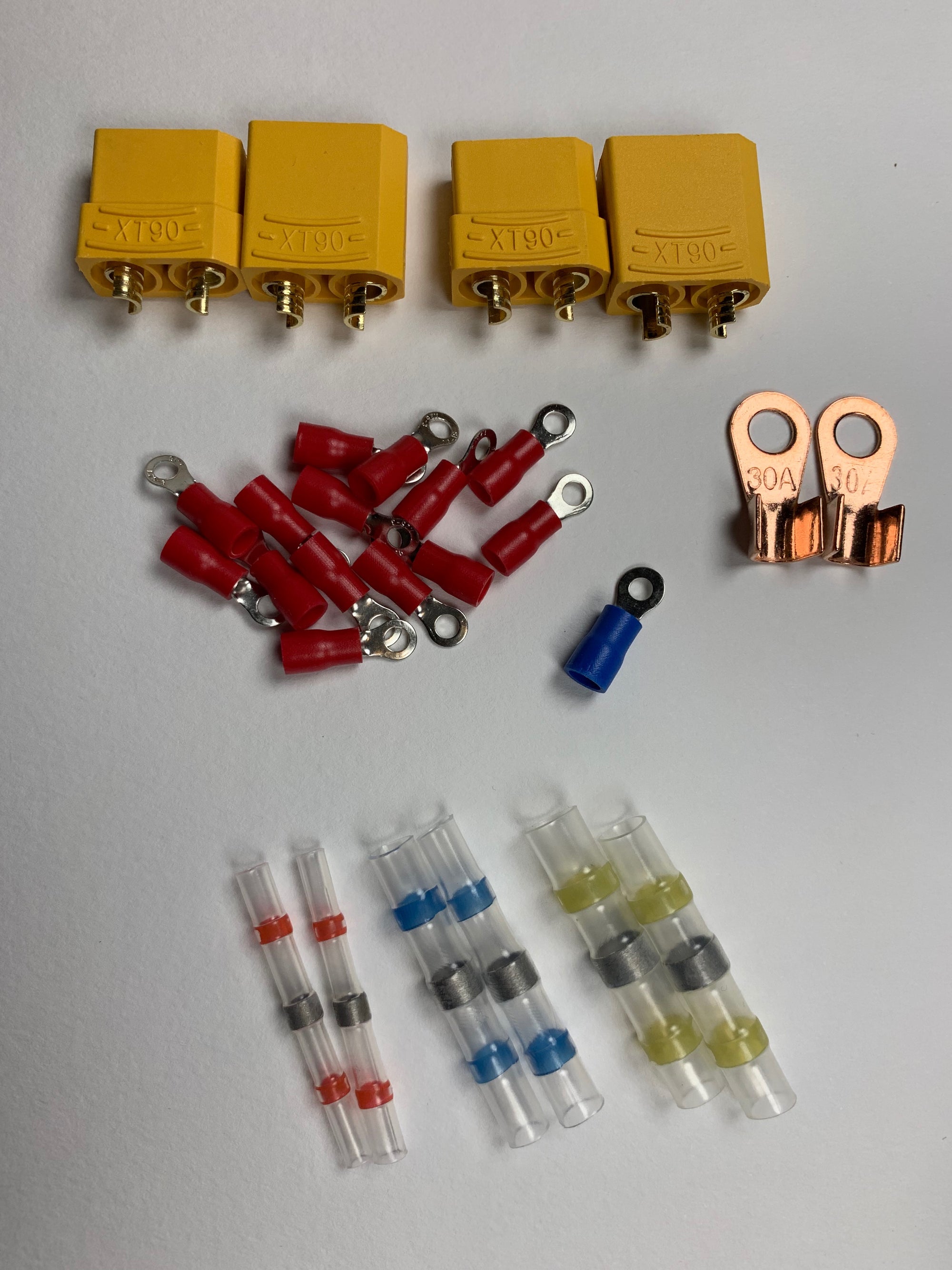 XT90 Connectors 90 Amp "Crimp Ring Connectors" "Copper Terminals" "Solder Heat Connectors"