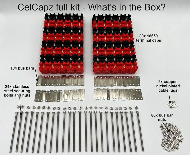 CelCapz 80 by Vruzend UK Ultimate Battery Build Kit for 10x/20x/40X 18650 Cells No Solder No Spot Welding