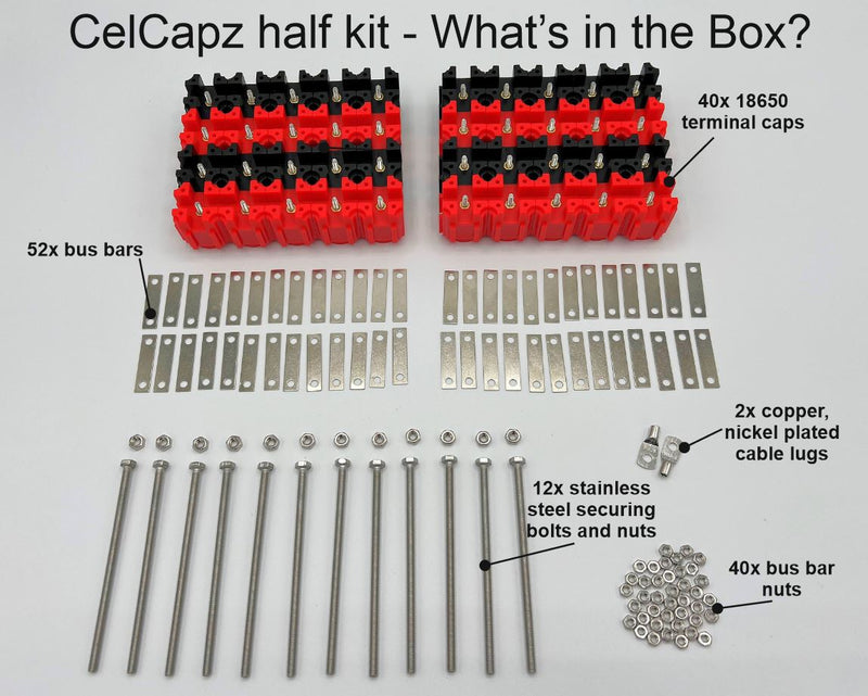 CelCapz 80 by Vruzend UK Ultimate Battery Build Kit for 10x/20x/40X 18650 Cells No Solder No Spot Welding