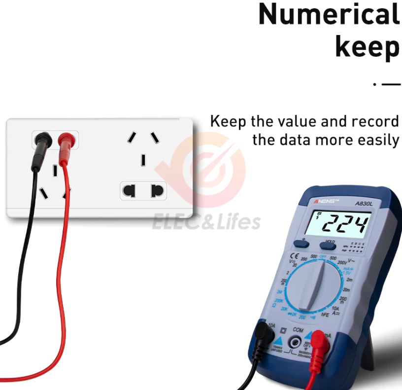 Handheld LCD Digital Multimeter AC/DC Voltage Amp Current Resistance Tester Blue LCD Backlight Current Meter Yellow+Grey Model Transistor Tester