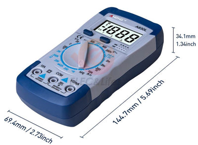 Handheld LCD Digital Multimeter AC/DC Voltage Amp Current Resistance Tester Blue LCD Backlight Current Meter Yellow+Grey Model Transistor Tester