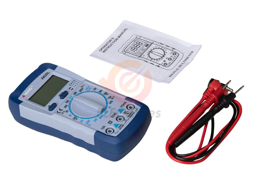Handheld LCD Digital Multimeter AC/DC Voltage Amp Current Resistance Tester Blue LCD Backlight Current Meter Yellow+Grey Model Transistor Tester
