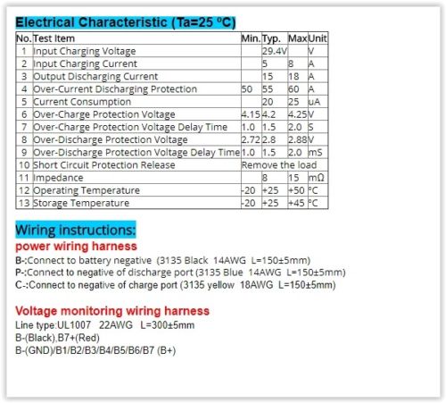 7S 24V 15A BMS lithium-ion battery 18650 Ebike E-bike li-ion